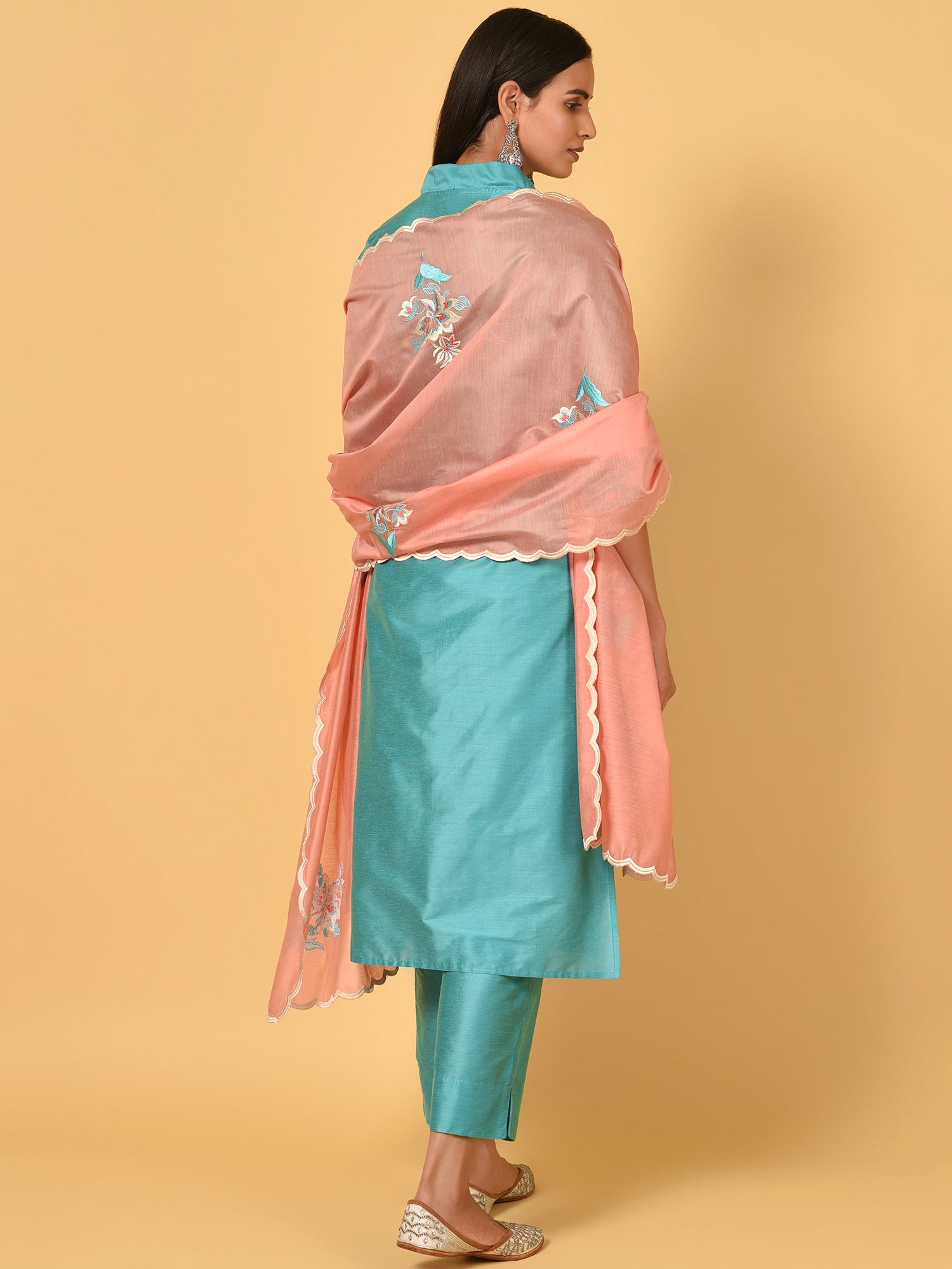Let’s Toast Art Silk Kurta, Pant & Dupatta Set