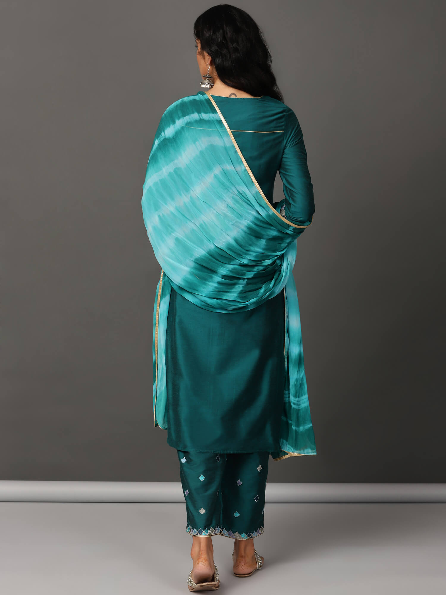 Art Silk Straight Kurta, Pants & Dupatta Set