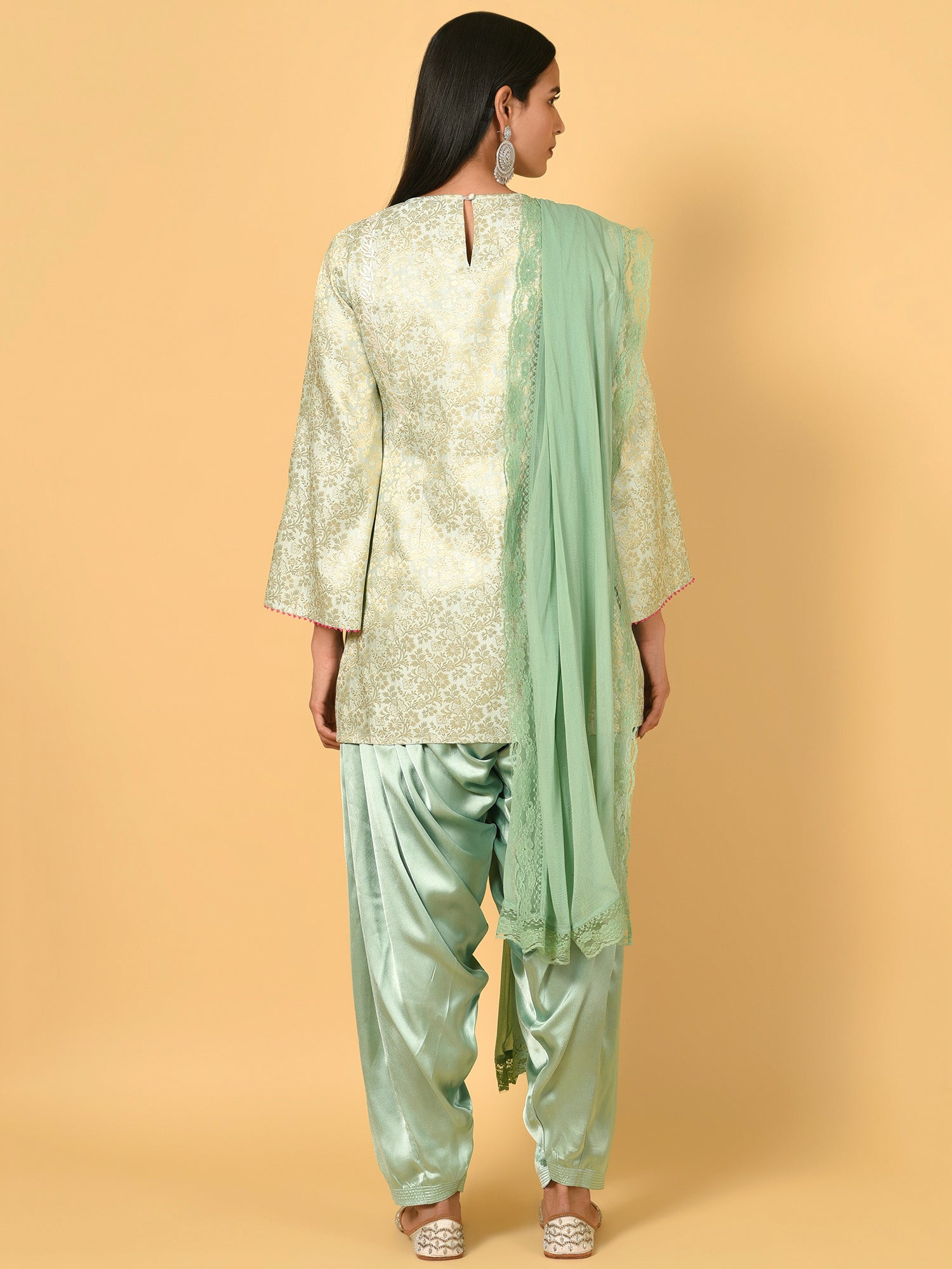 Spotlight in the calm Green Kurta salwar Dupatta set