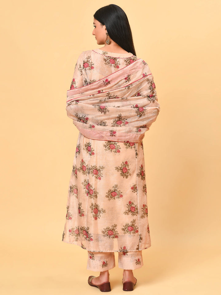 Printed Chanderi Kurta Pant Set
