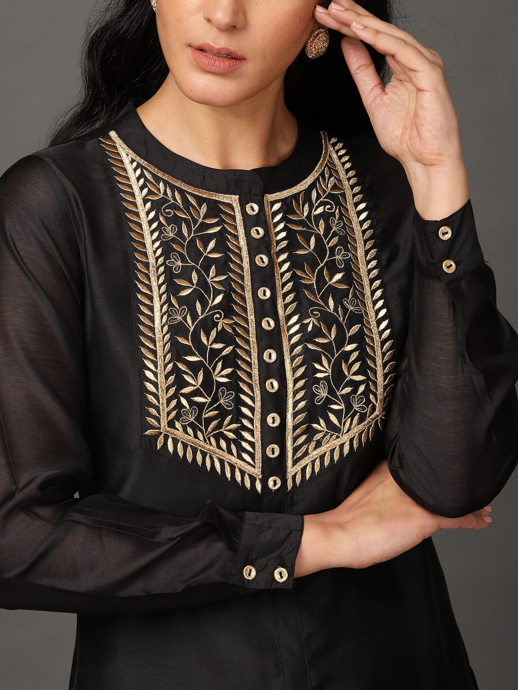 Chanderi Embroidered Kurta & Pant Set