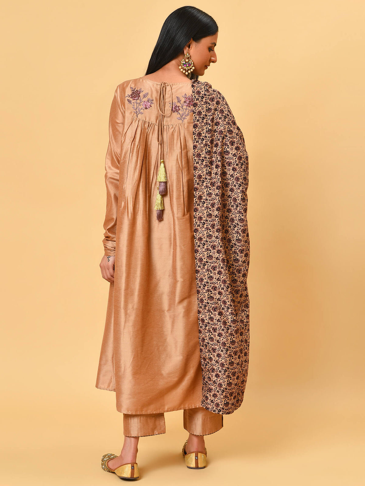 Beige Kurta Pant & Dupatta set