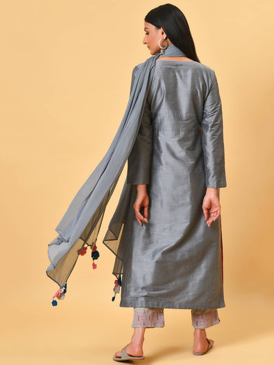 Garden Grey Kurta Pant & Dupatta Set