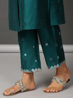 Naqsh Embroidered Art Silk Kurta Set with Tie-Dye Dupatta