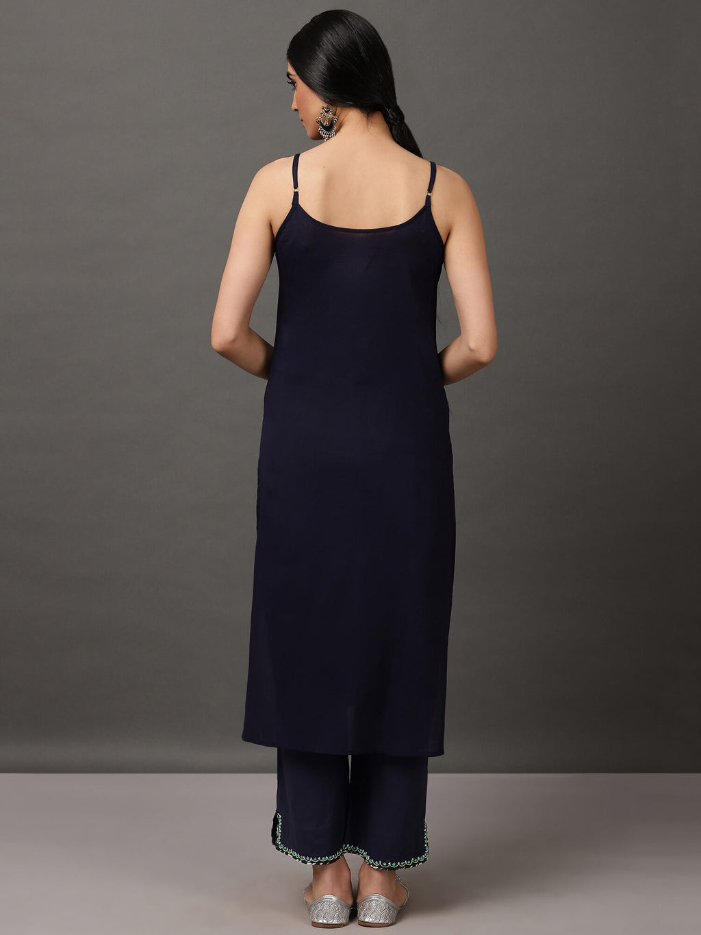Deep Blue & Turquoise Ikat Kurta And Pant With Dupatta & Camisole