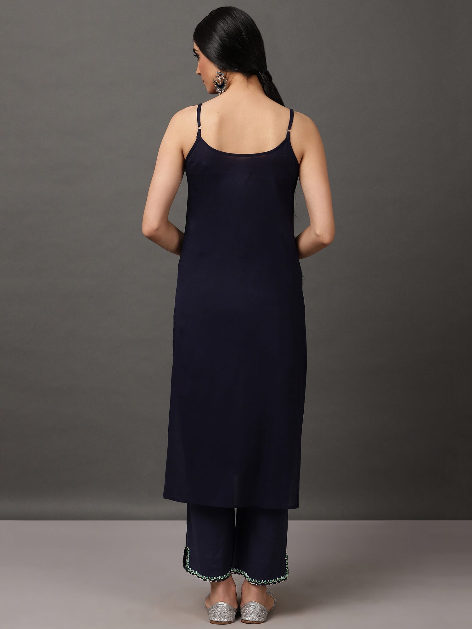 Deep Blue & Turquoise Ikat Kurta And Pant With Dupatta & Camisole