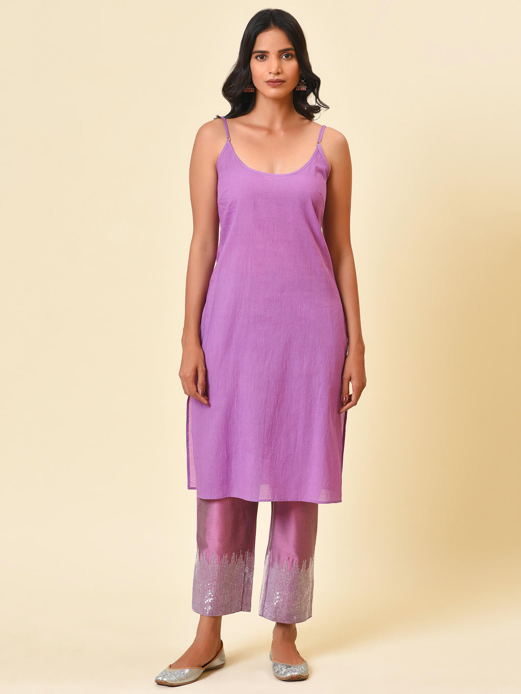 Purple Kaftan Kurta & Pant Set
