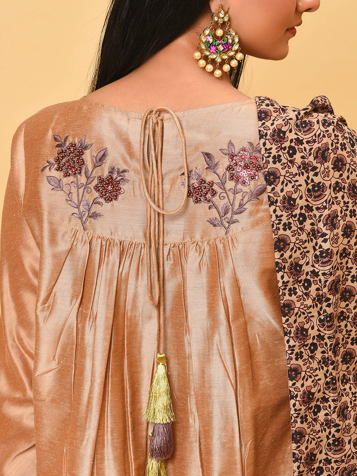 Beige Kurta Pant & Dupatta set