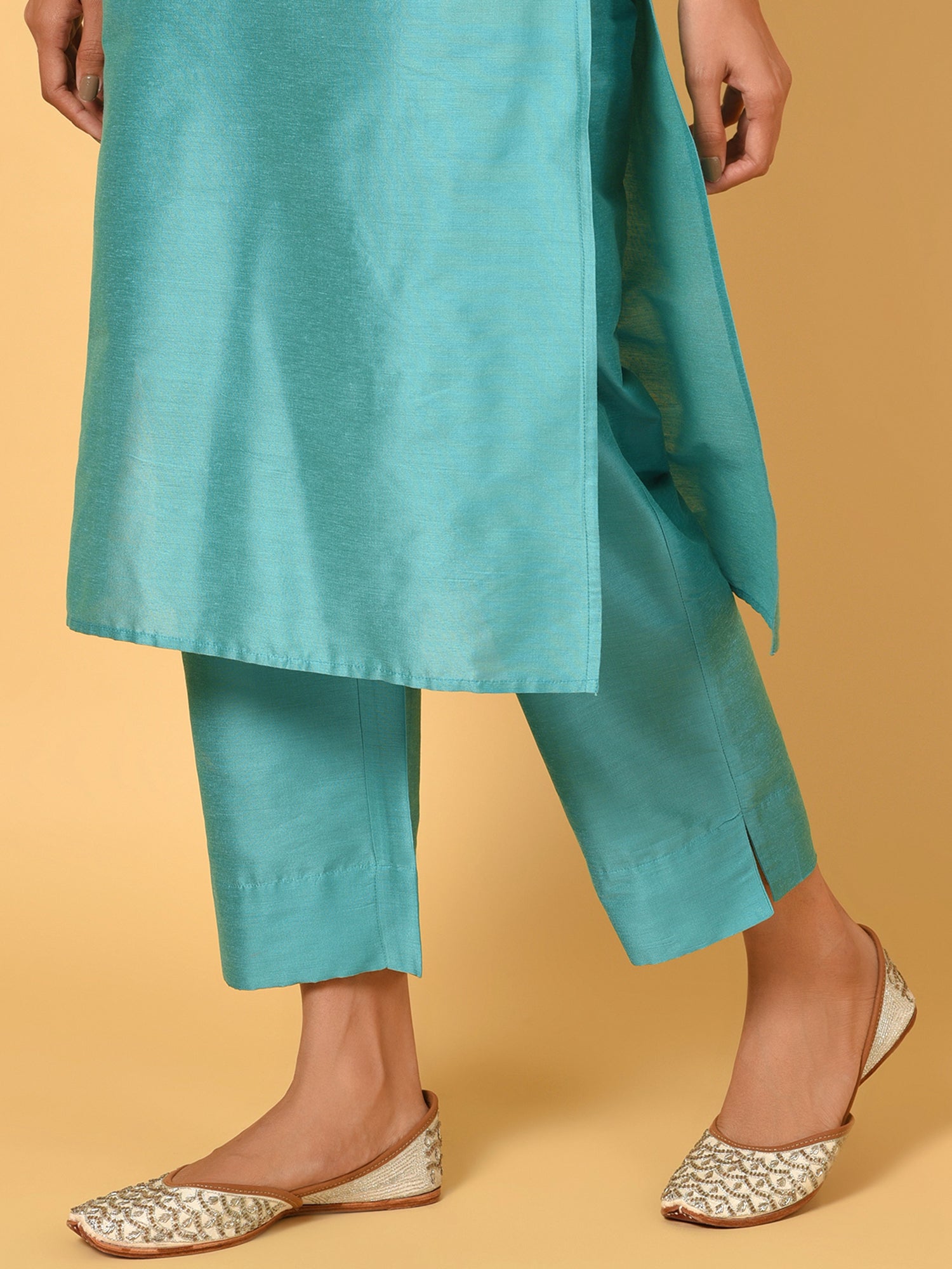 Let’s Toast Art Silk Kurta, Pant & Dupatta Set