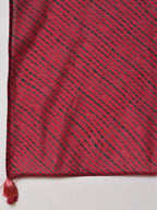 Maroon Shibori chanderi kurta and pant with dupatta