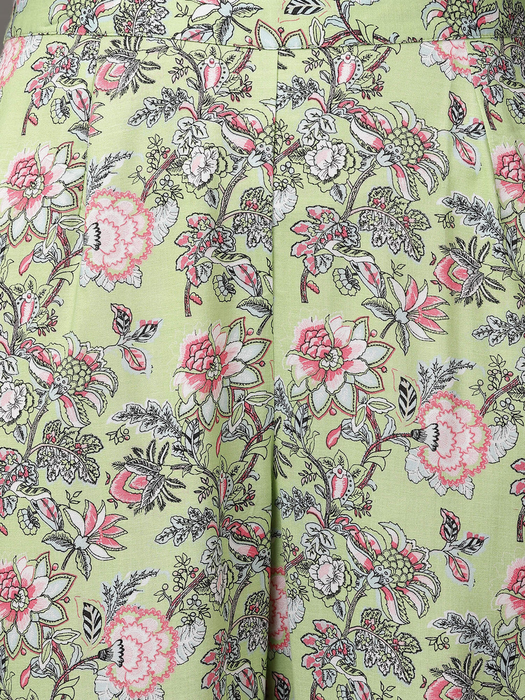 Green Yarn Dyed Kurta & Printed Pant With Inner