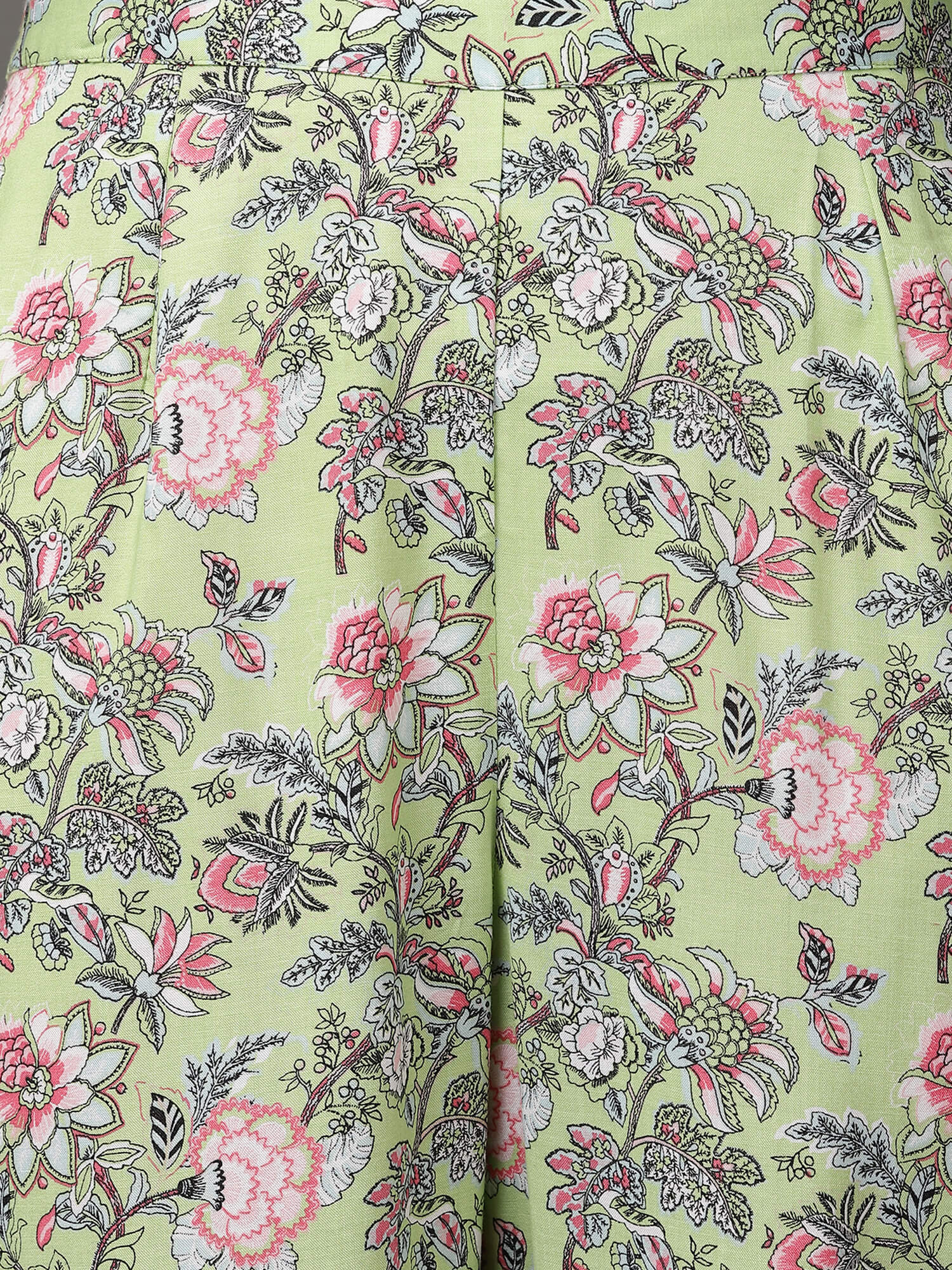 Green Yarn Dyed Kurta & Printed Pant With Inner