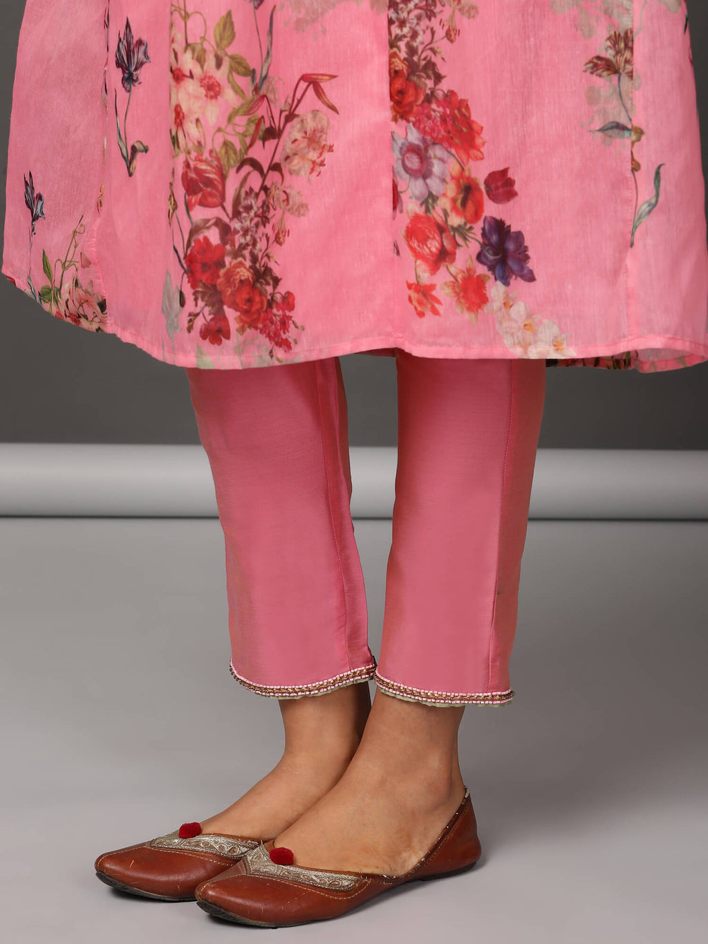 Pink Chanderi Kurta & Pants Set