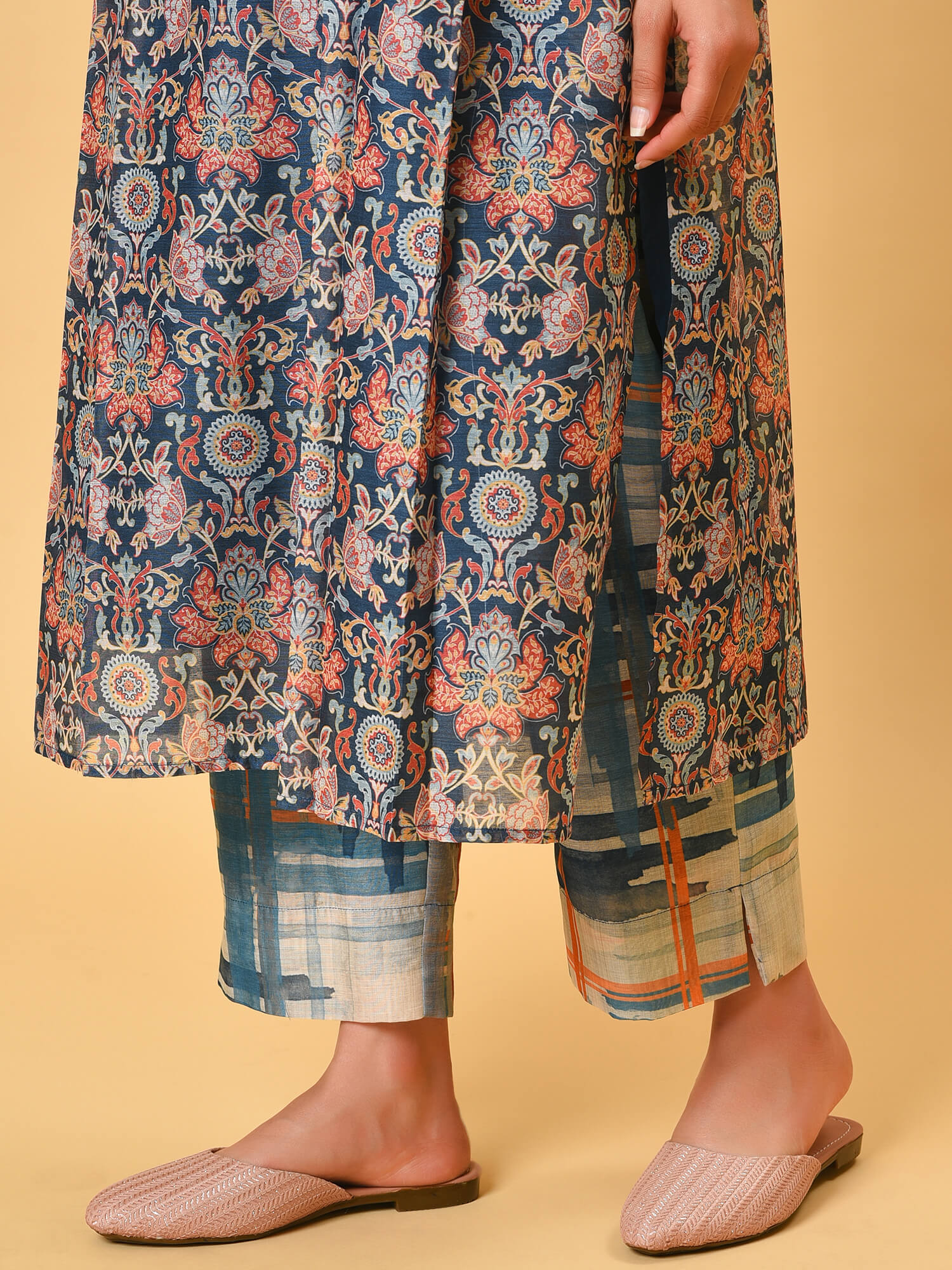 Neel Rust Chanderi Kurta Set