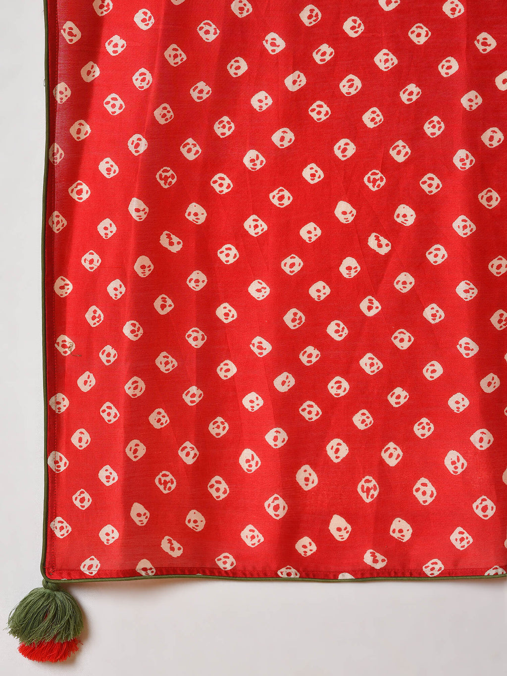 Poppy red and white chanderi kurta pant and dupatta