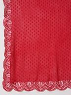 Raspberry & Wine Printed Kurta, Pant & Dupatta Set