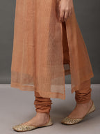 Beige Kalidaar Kurta Set with Churidar & Dupatta