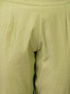 Lime Green Solid Kalidar Chanderi Kurta And Pant With Dupatta & camisole
