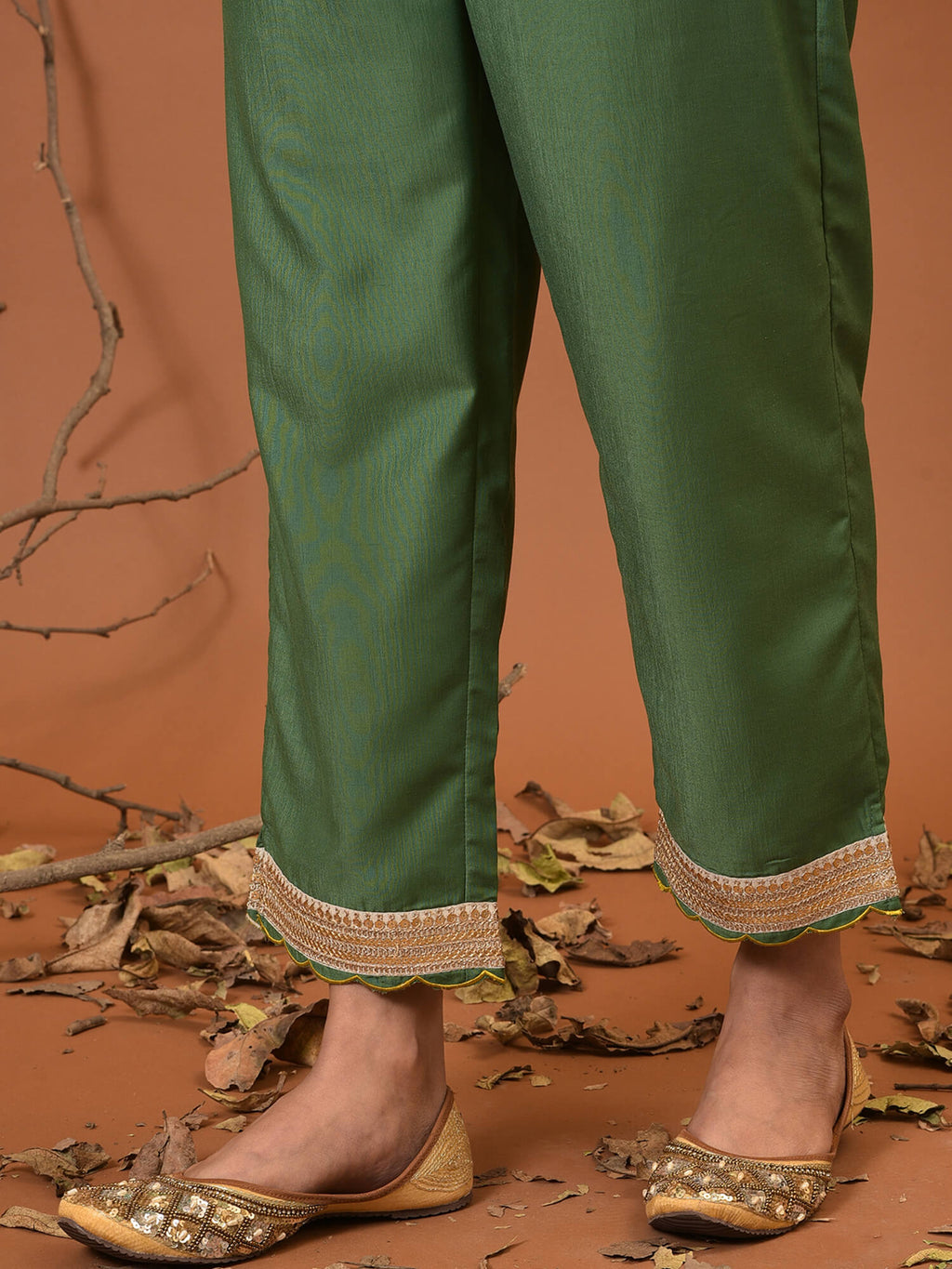 Smoke Green Kurta, Pant & Dupatta