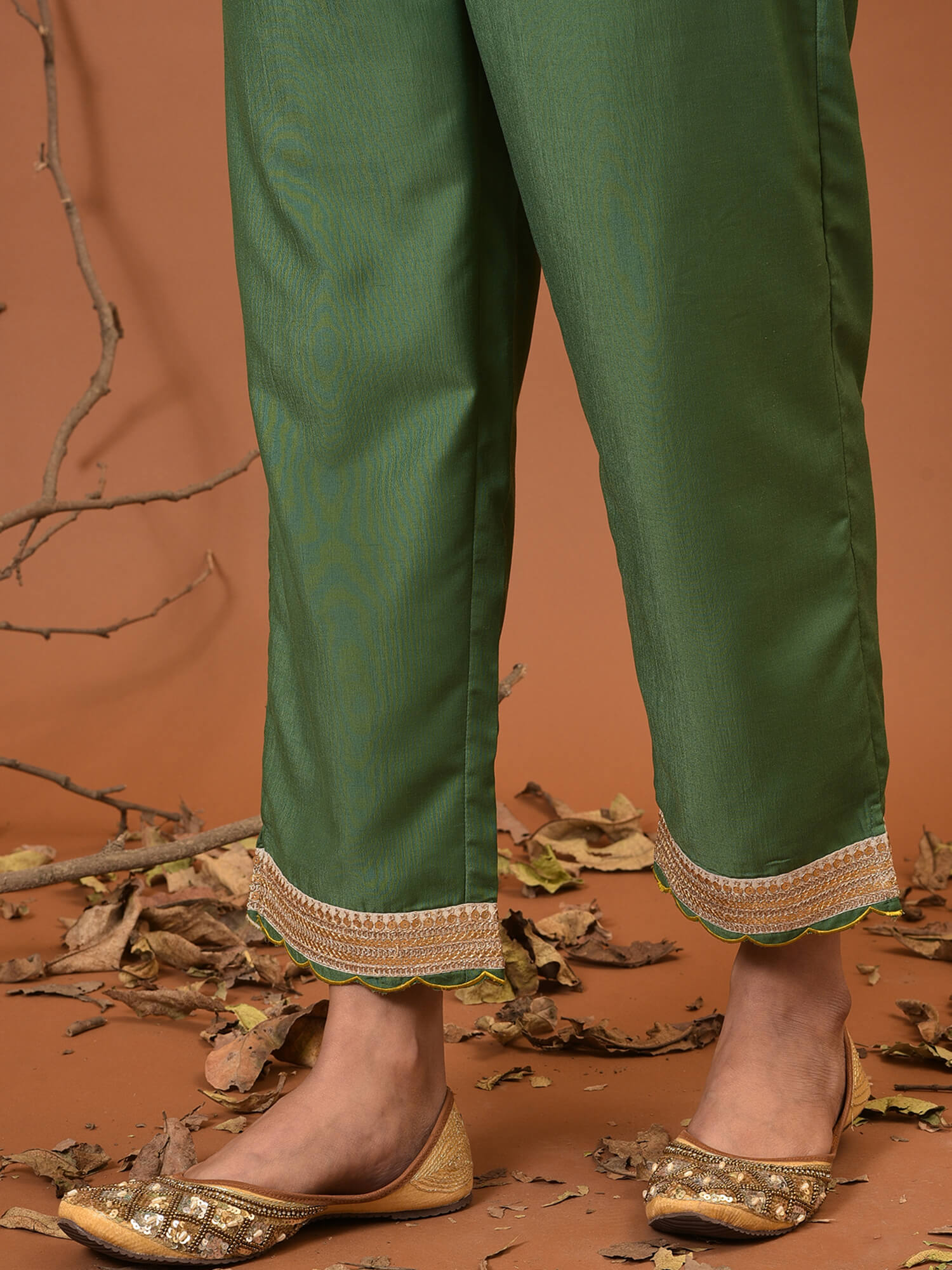 Smoke Green Kurta, Pant & Dupatta
